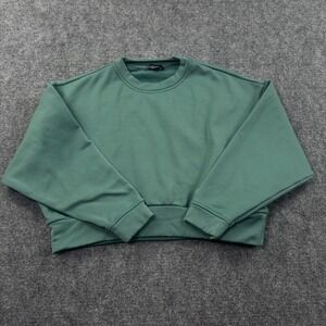 The North Face Sweatshirt Small Green Cropped Crewneck Pullover Womens